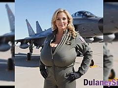 Super süße kurvige blonde MILF mit riesigen hängenden Titten wackelt geil