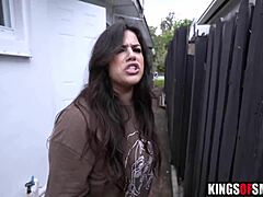 Young guy CAUGHT SPYING on busty milf neighbor Monica Sage then fucks her hard