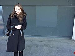 German scout fists skinny Emma Scarlett's saggy tits ass then fucks her raw at casting