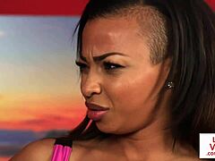 stunning ebony goddess teases and jerks massive cock!
