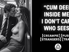 wanna watch this horny exhibitionist ride dick on the train creampie?