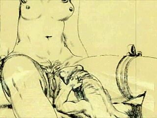 Vintage Erotic Illustration in Retro Cartoon Style
